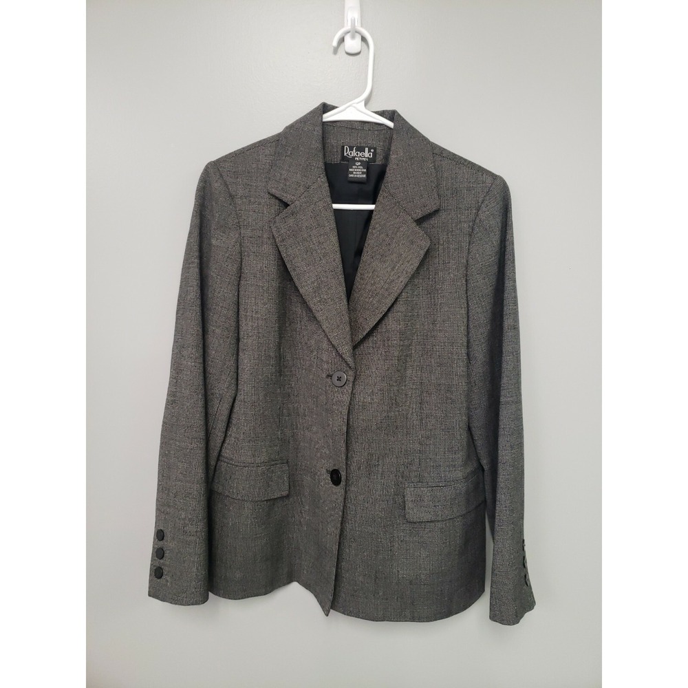 Rafaella Wool Blazer Womens 12 Petite Gray Black Wool Blazer